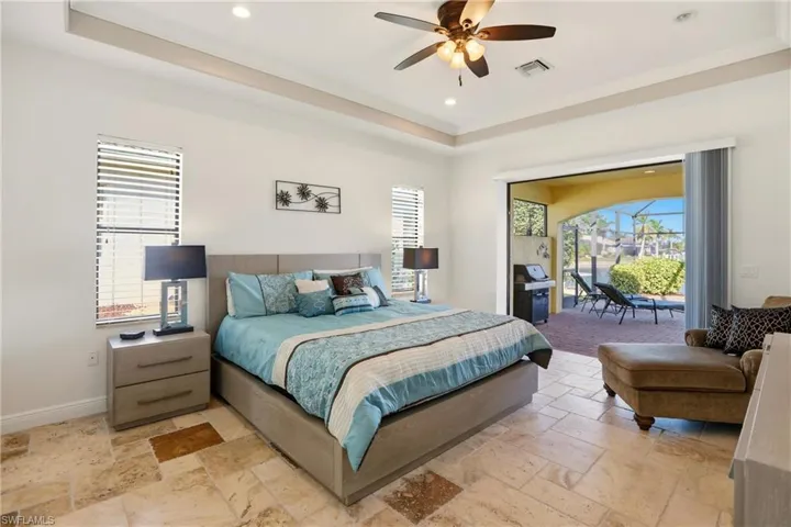 Primary suite with spectacular views down canal