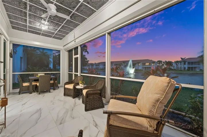 What great views over the beautiful lake and water features!