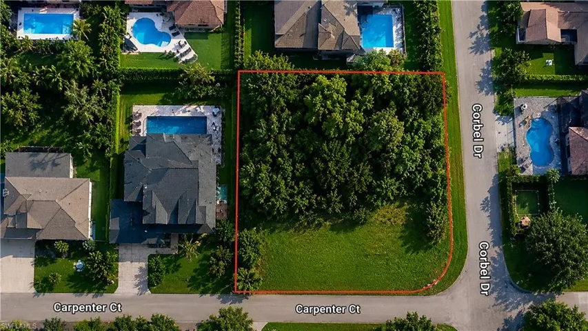Aerial view of available lot