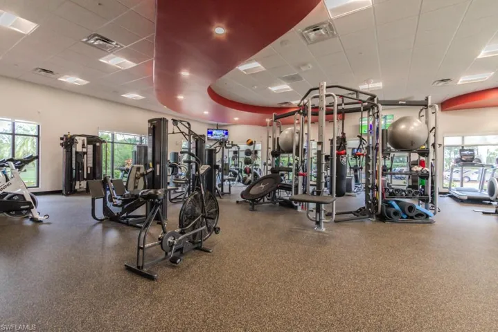 Workout area with a drop ceiling