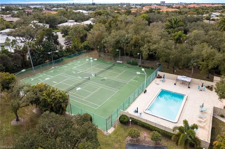 Aerial view of a pool