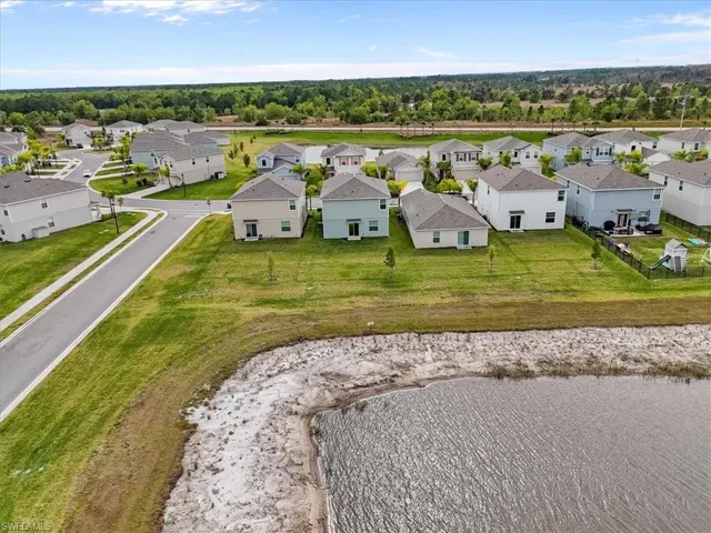 Aerial perspective of suburban area