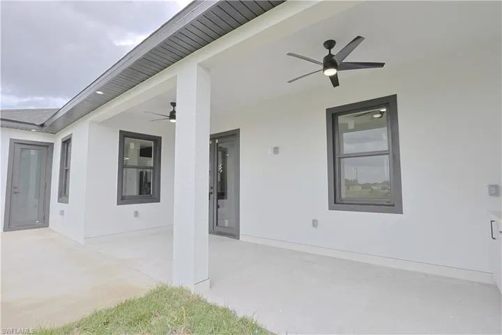View of patio / terrace with a ceiling fan