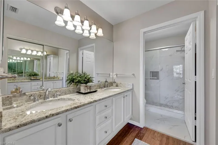 Master bath features a walk-in closet
