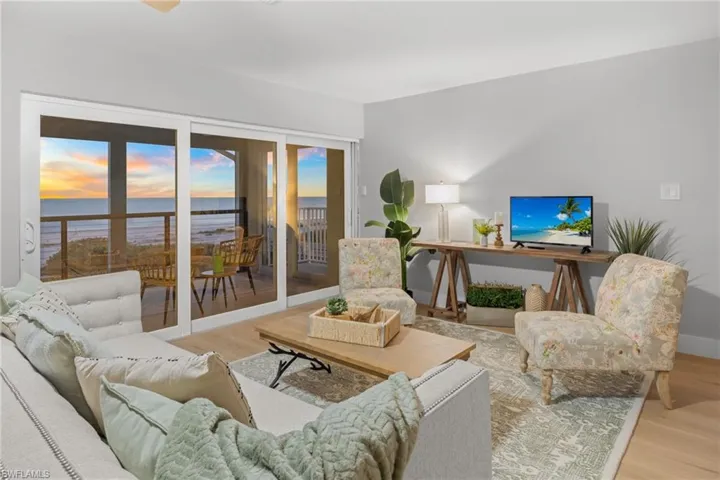 Living room with wood finished floors