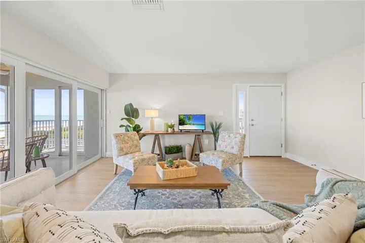 Living room featuring light wood-type flooring