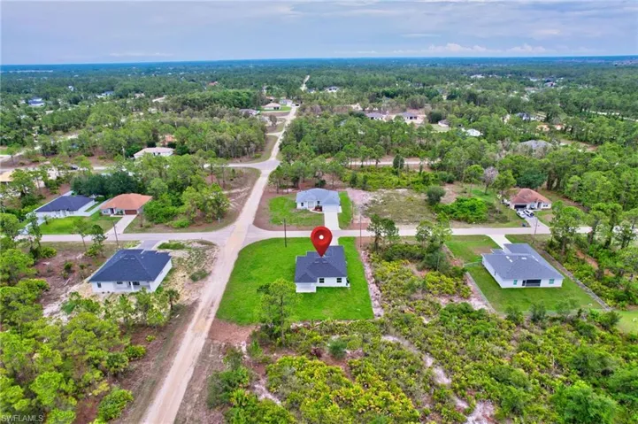 Aerial perspective of suburban area