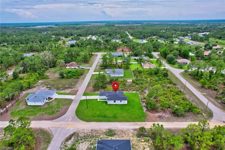 Aerial view of residential area
