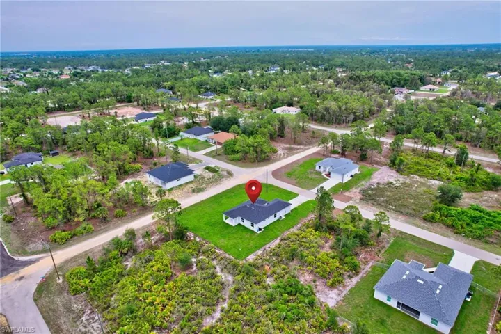 Aerial perspective of suburban area