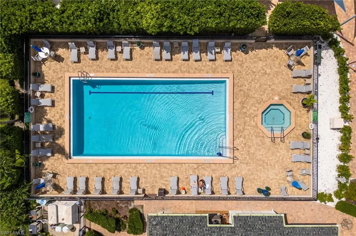 Bird's eye view of a pool area