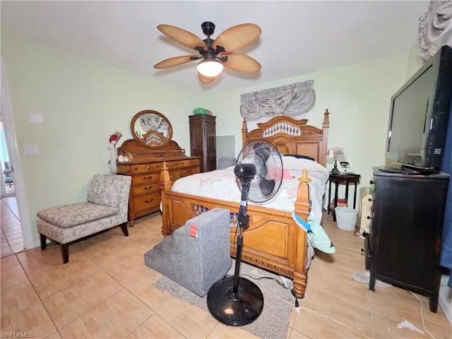 Bedroom with a ceiling fan