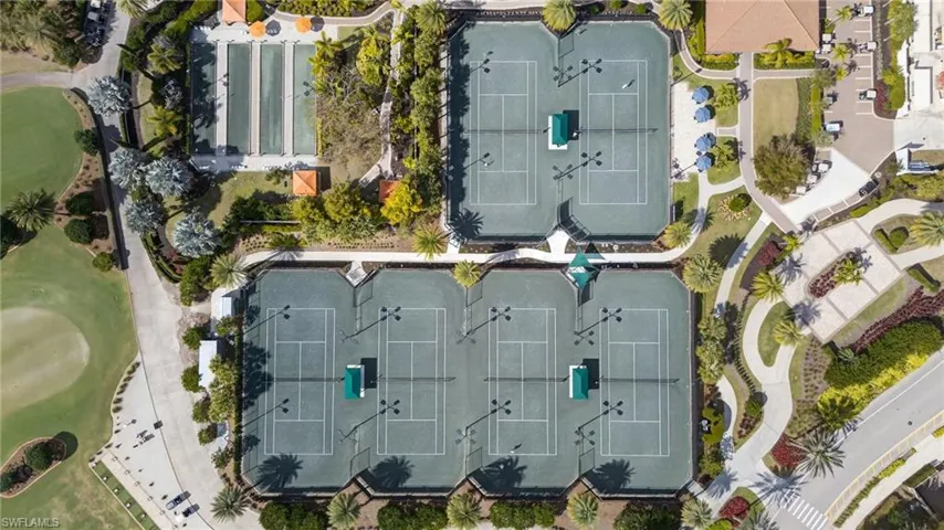 Bird's eye view of tennis courts