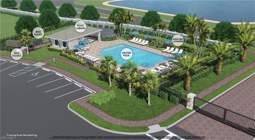 Community pool and Cabana rendering