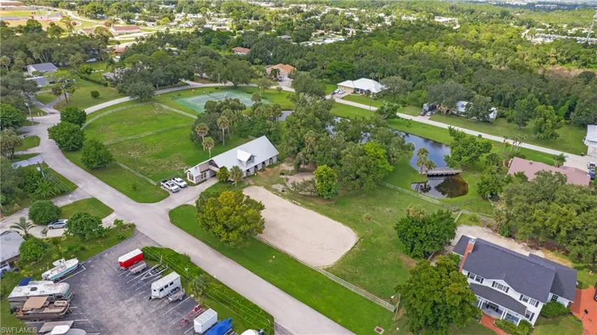 Aerial view of a nearby body of water