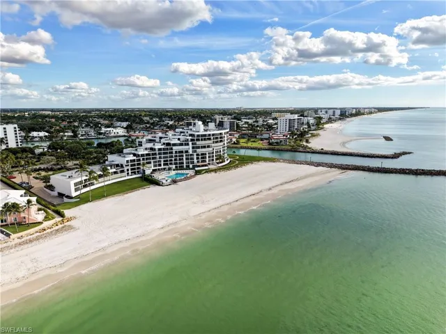 View of urban area with unending shoreline