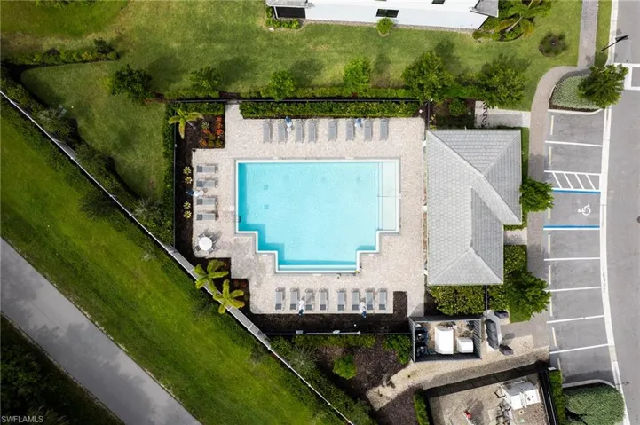 Drone / aerial view of a pool area