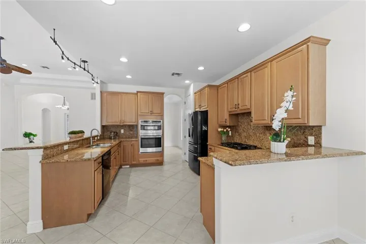 kitchen looking into formal dining room