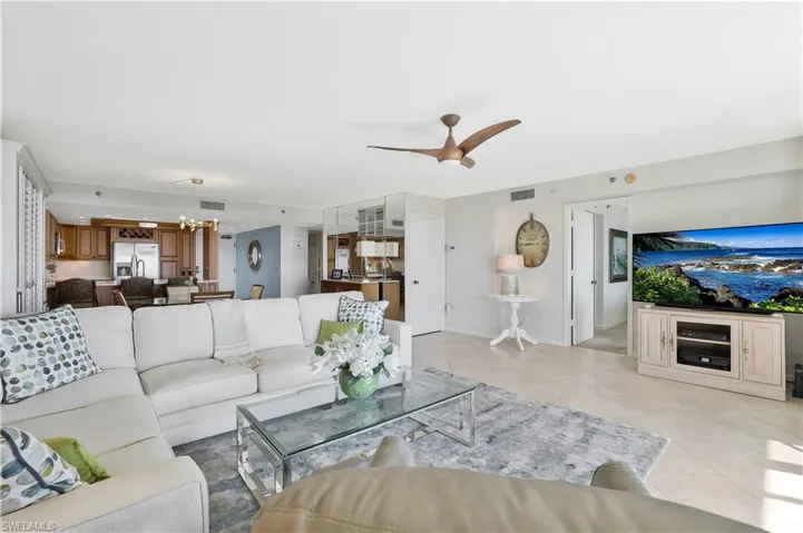 Unit location allows for tiled flooring through main living area