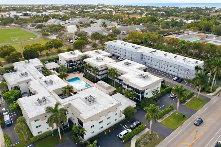 Central Garden Condominiums southwest view with Gulf of Mexico in the distance
