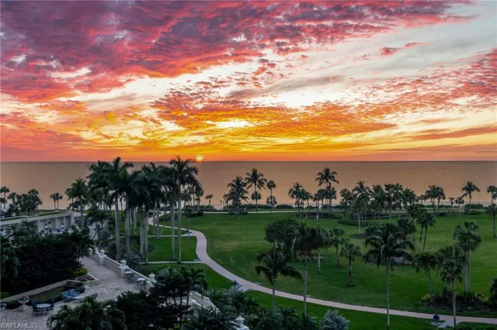 Sunset over community park
