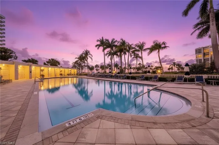 Sunset over the pool