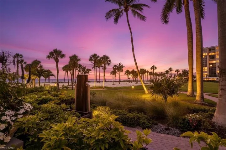 Sunset over community park