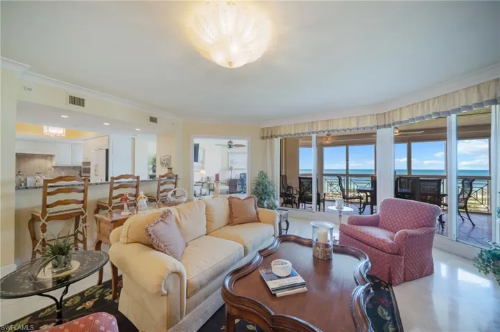 Living room open to the kitchen
