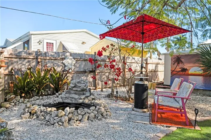 View of fenced backyard