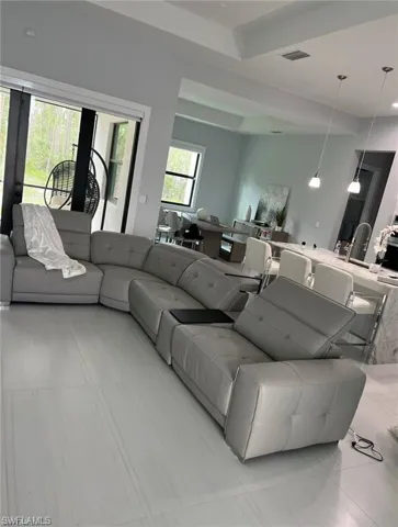Living area with recessed lighting