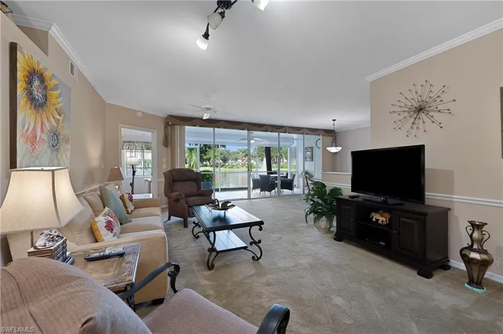 Living room w/ lake view