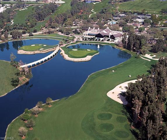 Aerial views of the island greens of the Long Mean golf course.