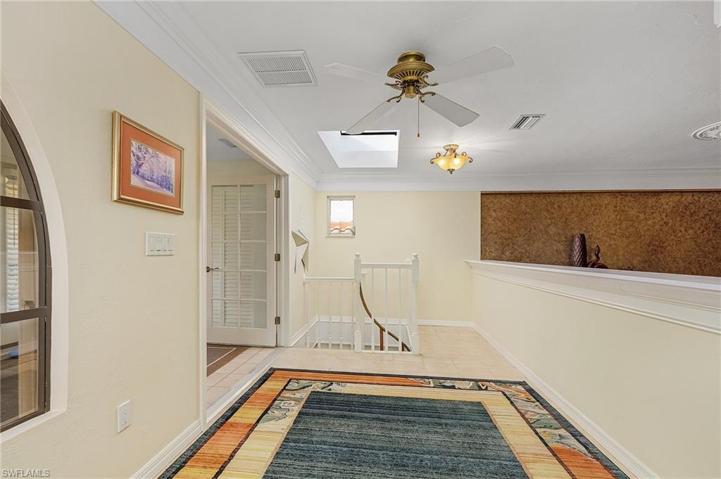 The loft gives additional space for storage, play room, office, etc.