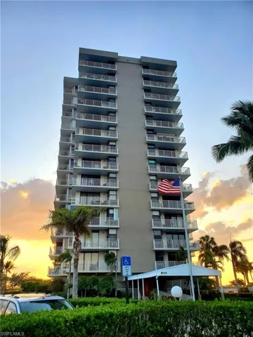 View of outdoor building at dusk