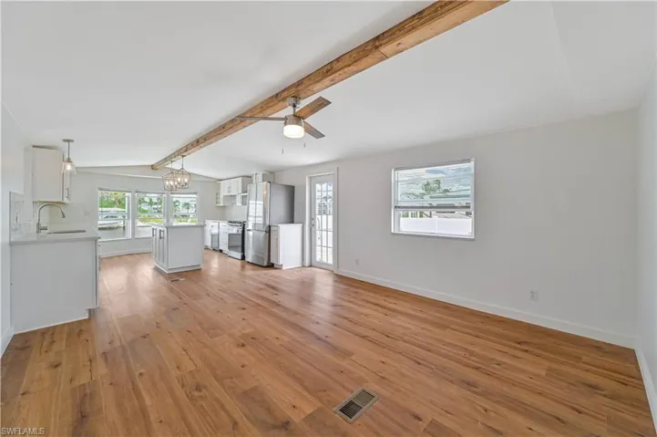 Large Dining area and Side door.