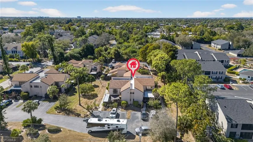 Aerial perspective of suburban area