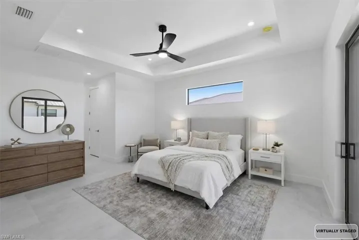Bedroom featuring ceiling fan and recessed lighting