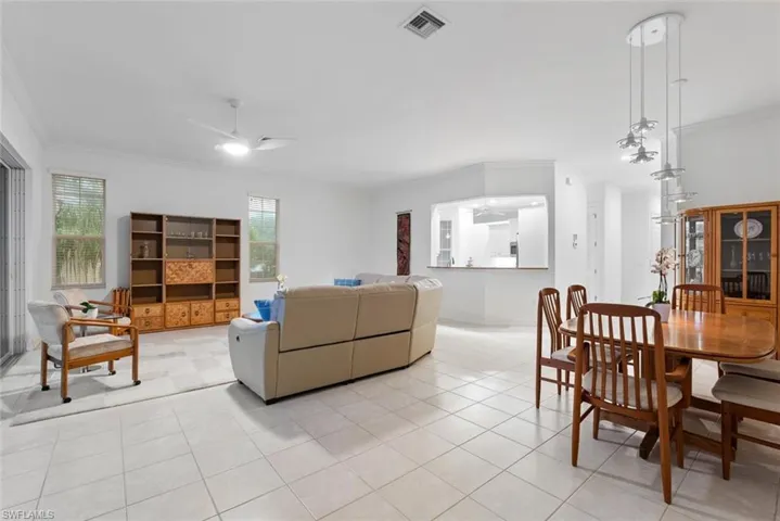 Dining area and living room