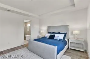 Primary bedroom with tray ceiling