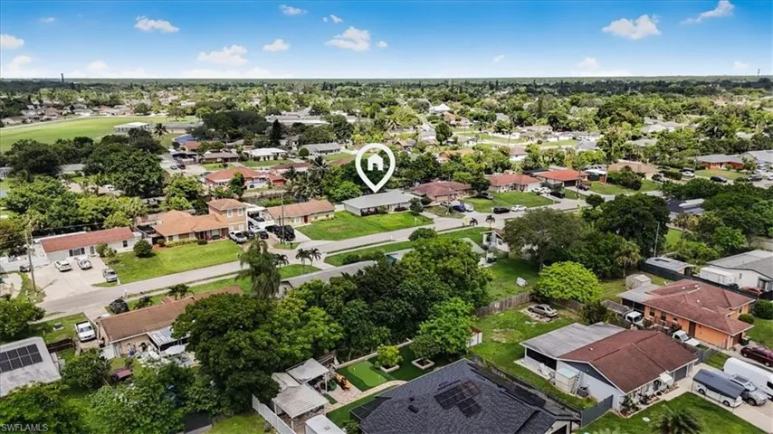 Aerial perspective of suburban area