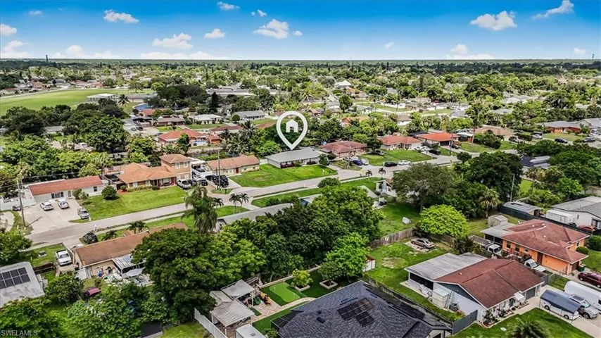 Aerial view of residential area