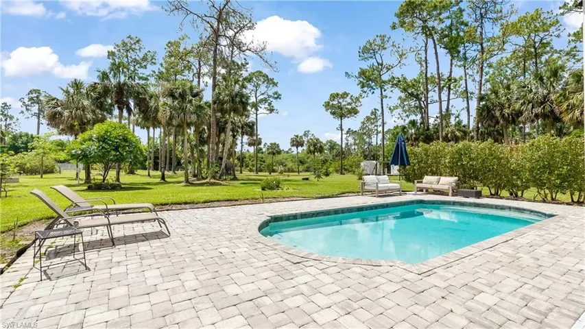 Pool featuring a patio area and a yard