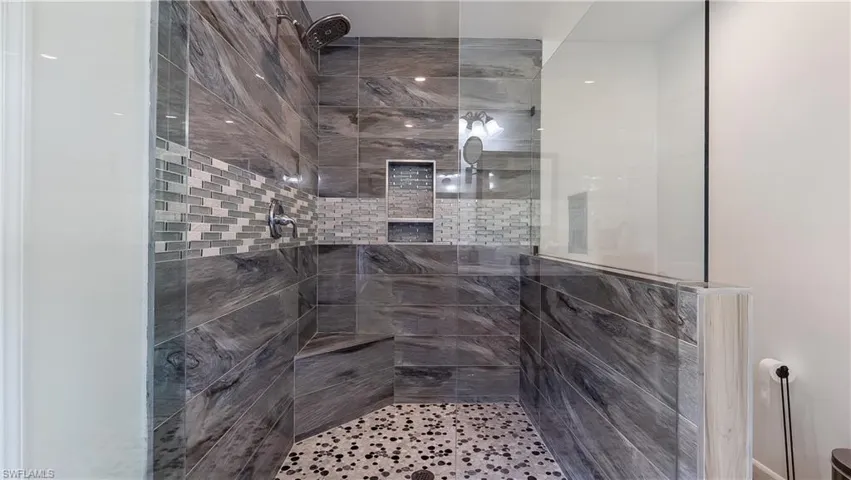 Bathroom with a walk in shower