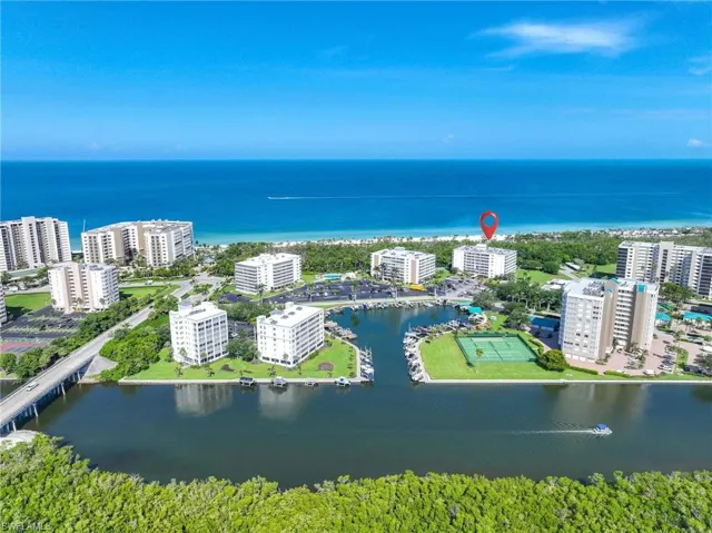 Drone / aerial view of a large body of water