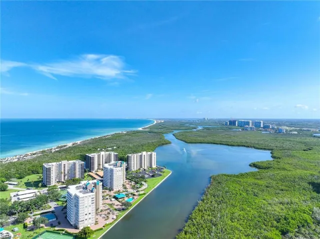 Drone / aerial view of a nearby body of water