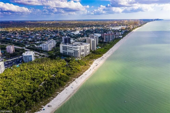 Bird's eye view featuring a Vanderbilt beach view that you can walk to. Just 2 blocks out the back gate.