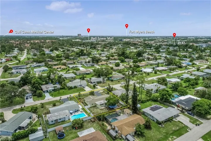 Aerial view of residential area
