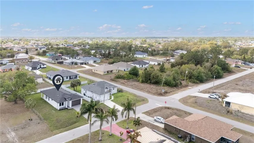 Aerial perspective of suburban area