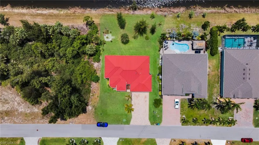 Drone / aerial view of a pool