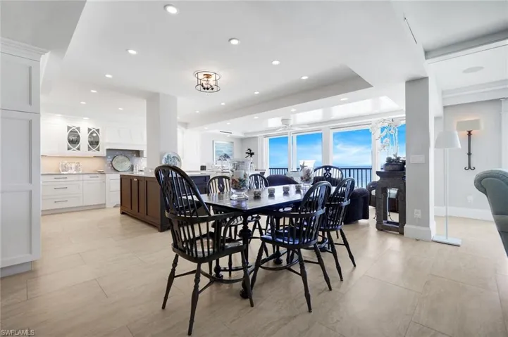 Dining room featuring recessed lighting