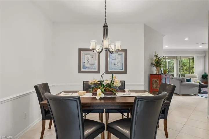 Dining space with new chandelier